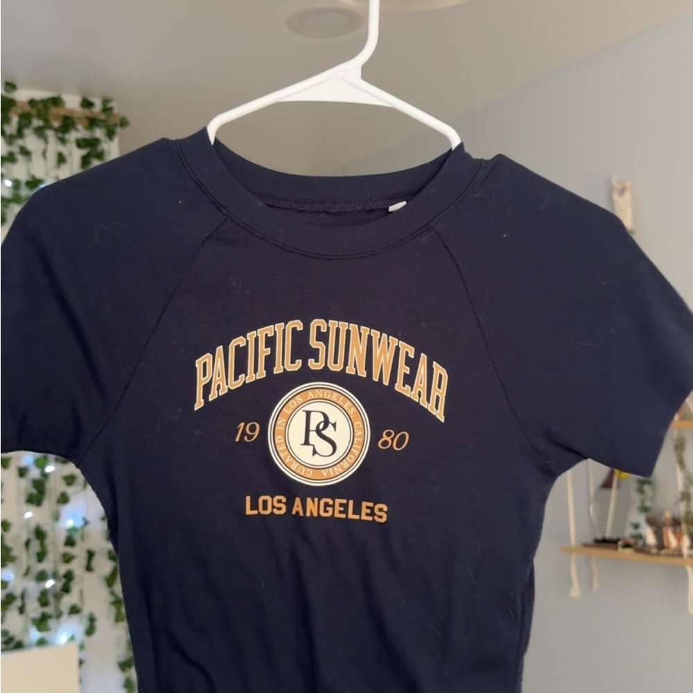Pacific Sunwear Black Tee with Gold Logo